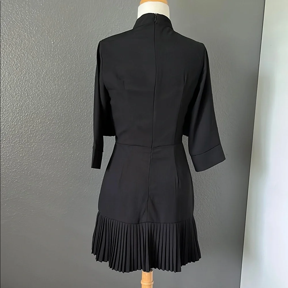 PrettyLittleThing Black Sheath Dress with 3/4 Sleeves and Mock Neck - Picture 4 of 12